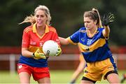 25 July 2023; Eadaoin Devine of Round Towers London and Sinead Maher of Parnells during day two of the FRS Recruitment GAA World Games 2023 at the Owenbeg Centre of Excellence in Dungiven, Derry. Photo by Ramsey Cardy/Sportsfile