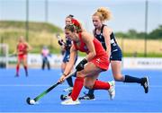 25 July 2023; Doménica Ananías of Chile during the women's hockey international match between Ireland and Chile at the Sport Ireland Campus in Dublin. Photo by Ben McShane/Sportsfile