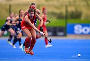 25 July 2023; Fernanda Villagrán Verdaguer of Chile during the women's hockey international match between Ireland and Chile at the Sport Ireland Campus in Dublin. Photo by Ben McShane/Sportsfile