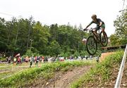 26 July 2023; Greta Lawless of Team Ireland competes in the girls cross country during day three of the 2023 Summer European Youth Olympic Festival at Bike Park Pohorje in Maribor, Slovenia. Photo by Tyler Miller/Sportsfile