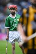 23 July 2023; Caolán McCourt, St. Peter's PS, Newry, Armagh, representing Limerick, during the INTO Cumann na mBunscol GAA Respect Exhibition Go Games at the GAA Hurling All-Ireland Senior Championship final match between Kilkenny and Limerick at Croke Park in Dublin. Photo by Piaras Ó Mídheach/Sportsfile