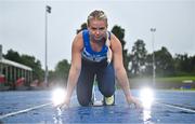 26 July 2023; Molly Scott of St Laurence O'Toole AC, Carlow, stands for a portrait during the 123.ie National Senior Track and Field Championships media day at Morton Stadium in Santry, Dublin. Photo by Sam Barnes/Sportsfile