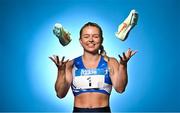 26 July 2023; Molly Scott of St Laurence O'Toole AC, Carlow, stands for a portrait during the 123.ie National Senior Track and Field Championships media day at Morton Stadium in Santry, Dublin. Photo by Sam Barnes/Sportsfile