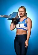 26 July 2023; Molly Scott of St Laurence O'Toole AC, Carlow, stands for a portrait during the 123.ie National Senior Track and Field Championships media day at Morton Stadium in Santry, Dublin. Photo by Sam Barnes/Sportsfile