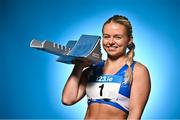 26 July 2023; Molly Scott of St Laurence O'Toole AC, Carlow, stands for a portrait during the 123.ie National Senior Track and Field Championships media day at Morton Stadium in Santry, Dublin. Photo by Sam Barnes/Sportsfile