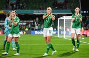 26 July 2023; Republic of Ireland players, from left, Marissa Sheva, Katie McCabe and Louise Quinn after their side's defeat in the FIFA Women's World Cup 2023 Group B match between Republic of Ireland and Canada at Perth Rectangular Stadium in Perth, Australia. Photo by Stephen McCarthy/Sportsfile
