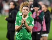 26 July 2023; Marissa Sheva of Republic of Ireland after her side's defeat in the FIFA Women's World Cup 2023 Group B match between Republic of Ireland and Canada at Perth Rectangular Stadium in Perth, Australia. Photo by Mick O'Shea/Sportsfile