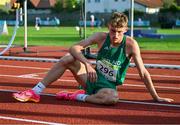 26 July 2023; Sean Cronin of Team Ireland reacts after finshing  fourth in the boys 1500m final during day three of the 2023 Summer European Youth Olympic Festival at Poljane Athletics Stadium in Maribor, Slovenia. Photo by Tyler Miller/Sportsfile