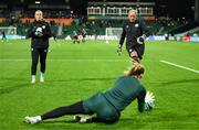 26 July 2023; Republic of Ireland goalkeeper coach Jan Willem van Ede with goalkeepers Grace Moloney, left, and Courtney Brosnan during the FIFA Women's World Cup 2023 Group B match between Canada and Republic of Ireland at Perth Rectangular Stadium in Perth, Australia. Photo by Stephen McCarthy/Sportsfile