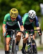 27 July 2023; Greta Lawless of Team Ireland, left, and teammate Kate Murphy competing in the girls road race final during day four of the 2023 Summer European Youth Olympic Festival in Maribor, Slovenia. Photo by Tyler Miller/Sportsfile