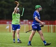 27 July 2023; South East 1 goalkeeper John Michael English looks for a replacement hurl during the match against Coastal Virginia during day four of the FRS Recruitment GAA World Games 2023 at the Owenbeg Centre of Excellence in Dungiven, Derry. Photo by Piaras Ó Mídheach/Sportsfile