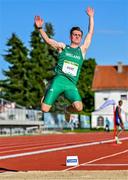 27 July 2023; Michael Kent of Team Ireland competes in the boys long jump final during day four of the 2023 Summer European Youth Olympic Festival at Poljane Athletics Stadium in Maribor, Slovenia. Photo by Tyler Miller/Sportsfile