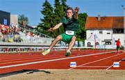 27 July 2023; Michael Kent of Team Ireland competes in the boys long jump final during day four of the 2023 Summer European Youth Olympic Festival at Poljane Athletics Stadium in Maribor, Slovenia. Photo by Tyler Miller/Sportsfile
