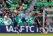 27 July 2023; Shamrock Rovers goalkeeper Alan Mannus makes a save during the UEFA Europa Conference League Second Qualifying Round First Leg match between Ferencvaros and Shamrock Rovers at Ferencváros Stadion in Budapest, Hungary. Photo by David Balogh/Sportsfile