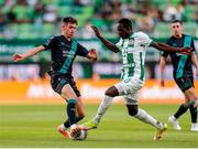 27 July 2023; Johnny Kenny of Shamrock Rovers during the UEFA Europa Conference League Second Qualifying Round First Leg match between Ferencvaros and Shamrock Rovers at Ferencváros Stadion in Budapest, Hungary. Photo by David Balogh/Sportsfile
