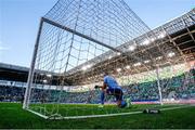 27 July 2023; Shamrock Rovers goalkeeper Alan Mannus during the UEFA Europa Conference League Second Qualifying Round First Leg match between Ferencvaros and Shamrock Rovers at Ferencváros Stadion in Budapest, Hungary. Photo by David Balogh/Sportsfile