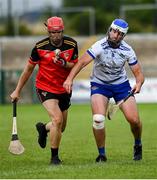 27 July 2023; Jan Stolle of Germany Red in action against John Michael Hunt of South East 2 during day four of the FRS Recruitment GAA World Games 2023 at the Owenbeg Centre of Excellence in Dungiven, Derry. Photo by Piaras Ó Mídheach/Sportsfile