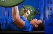 27 July 2023; Eimear Corri during a Leinster Rugby women's gym at the Ken Wall Centre of Excellence in Dublin. Photo by Seb Daly/Sportsfile