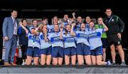 27 July 2023; Round Towers London celebrate after winning the Ladies Footall Shield Final during day four of the FRS Recruitment GAA World Games 2023 at the Owenbeg Centre of Excellence in Dungiven, Derry. Photo by Piaras Ó Mídheach/Sportsfile