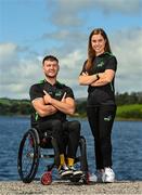 28 July 2023; Steven McGowan, left, and Katie O'Brien pose for a portrait during a Rowing Ireland media day at the National Rowing Centre in Farran Woods, Cork. Photo by Eóin Noonan/Sportsfile