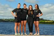 28 July 2023; Rowers, from left, Imogen Magner, Eimear Lambe, Aifric Keogh and Fiona Murtagh pose for a portrait during a Rowing Ireland media day at the National Rowing Centre in Farran Woods, Cork. Photo by Eóin Noonan/Sportsfile