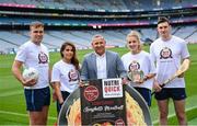 28 July 2023; In attendance, from left, Roscommon footballer Enda Smith, Waterford camogie player Niamh Rockett, Director of Nutriquick Tom Gannon, Armagh ladies footballer Kelly Mallon and Clare hurler David Fitzgerald at the NutriQuick GAA/GPA Product Endorsement Partnership launch at Croke Park in Dublin. Photo by David Fitzgerald/Sportsfile