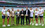 28 July 2023; In attendance, from left, Roscommon footballer Enda Smith, Waterford camogie player Niamh Rockett, CEO and Founder of Nutriquick Dean Siney, Director of Nutriquick Tom Gannon, Croke Park Stadium and Commercial Director Peter McKenna, GPA chief executive officer Tom Parsons, Galway footballer Shane Walsh, Armagh ladies footballer Kelly Mallon and Clare hurler David Fitzgerald at the NutriQuick GAA/GPA Product Endorsement Partnership launch at Croke Park in Dublin. Photo by David Fitzgerald/Sportsfile