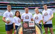 28 July 2023; In attendance, from left, Roscommon footballer Enda Smith, Waterford camogie player Niamh Rockett, Galway footballer Shane Walsh, Armagh ladies footballer Kelly Mallon and Clare hurler David Fitzgerald at the NutriQuick GAA/GPA Product Endorsement Partnership launch at Croke Park in Dublin. Photo by David Fitzgerald/Sportsfile