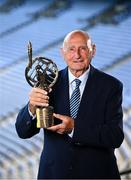 28 July 2023; Former Dublin footballer and manager Mickey Whelan with his Lifetime Achievement Award during the GPA Football Legends lunch at Croke Park in Dublin. Photo by Ramsey Cardy/Sportsfile