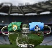 28 July 2023; The Sam Maguire cup is pictured with the jerseys of Dublin and Kerry ahead of the GAA All-Ireland Senior Football Championship Final between Dublin and Kerry at Croke Park on Sunday. Photo by David Fitzgerald/Sportsfile