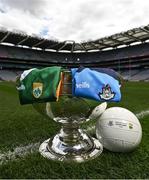 28 July 2023; The Sam Maguire cup is pictured with the jerseys of Dublin and Kerry ahead of the GAA All-Ireland Senior Football Championship Final between Dublin and Kerry at Croke Park on Sunday. Photo by David Fitzgerald/Sportsfile