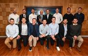 28 July 2023; Lifetime Achievement Award recipient Mickey Whelan, with members of the Dublin All-Ireland winning team of 2013, back row, from left, Kieran O'Reilly, Darragh Nelson, Jonny Cooper, Paddy Andrews, Kevin Nolan, Michael Darragh MacAuley, and Eoghan O'Gara; Front row, from left, Kevin McManamon, Paul Flynn, Philly Ryan, Denis Bastick, Eamonn Fennell, Cian O'Sullivan and Nicky Devereux, during the GPA Football Legends lunch at Croke Park in Dublin. Photo by Ramsey Cardy/Sportsfile