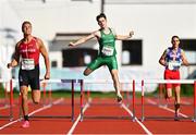 28 July 2023; Davey Davitt of Team Ireland competes in the boy's 400m hurdles final during day five of the 2023 Summer European Youth Olympic Festival at Poljane Athletics Stadium in Maribor, Slovenia. Photo by Tyler Miller/Sportsfile