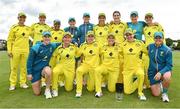 28 July 2023; Australia players after their side's match and series victory in match three of the Certa Women’s One Day International Challenge series between Ireland and Australia at Castle Avenue Cricket Ground in Dublin. Photo by Seb Daly/Sportsfile