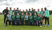 28 July 2023; Ireland players and staff after match three of the Certa Women’s One Day International Challenge series between Ireland and Australia at Castle Avenue Cricket Ground in Dublin. Photo by Seb Daly/Sportsfile