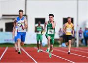 28 July 2023; Donal Martin of Team Ireland, right, competes in the boy's medley relay during day five of the 2023 Summer European Youth Olympic Festival at Poljane Athletics Stadium in Maribor, Slovenia. Photo by Tyler Miller/Sportsfile
