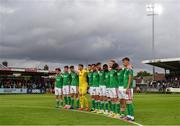 28 July 2023; Cork City players observe a minutes silence in memory of the late Ciaran Keating, father of Cork City player Ruairi Keating, before the SSE Airtricity Men's Premier Division match between Cork City and Shelbourne at Turner's Cross in Cork. Photo by Eóin Noonan/Sportsfile