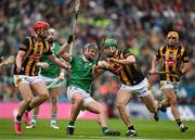 23 July 2023; Darragh O'Donovan of Limerick is tackled by Adrian Mullen, left, and Tommy Walsh of Kilkenny during the GAA Hurling All-Ireland Senior Championship final match between Kilkenny and Limerick at Croke Park in Dublin. Photo by Brendan Moran/Sportsfile
