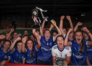28 July 2023; Cavan captain Katie Mai Reilly lifts the cup following the LGFA All-Ireland U16 A Championship final replay match between Cork and Cavan at TUS Gaelic Grounds in Limerick. Photo by Michael P Ryan/Sportsfile