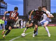 28 July 2023; Bartlomiej Kukulowwicz of Bohemians, right, in action against Jake Doyle of UCD during the SSE Airtricity Men's Premier Division match between Bohemians and UCD at Dalymount Park in Dublin. Photo by John Sheridan/Sportsfile