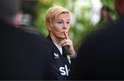 29 July 2023; Manager Vera Pauw speaks to media at the Emporium Hotel South Bank in Brisbane, Australia, ahead of their final Group B match of the FIFA Women's World Cup 2023, against Nigeria. Photo by Stephen McCarthy/Sportsfile
