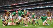 23 July 2023; Adrian Mullen of Kilkenny wins back possession during the GAA Hurling All-Ireland Senior Championship final match between Kilkenny and Limerick at Croke Park in Dublin. Photo by Ramsey Cardy/Sportsfile