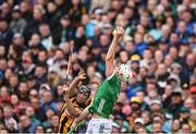 23 July 2023; Kyle Hayes of Limerick and Tom Phelan of Kilkenny during the GAA Hurling All-Ireland Senior Championship final match between Kilkenny and Limerick at Croke Park in Dublin. Photo by Ramsey Cardy/Sportsfile