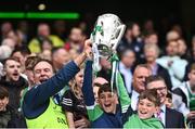 23 July 2023; Limerick team doctor James Ryan lifts the Liam MacCarthy Cup after the GAA Hurling All-Ireland Senior Championship final match between Kilkenny and Limerick at Croke Park in Dublin. Photo by Ramsey Cardy/Sportsfile