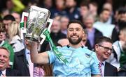 23 July 2023; Limerick strength & conditioning coach Cairbre Ó Cairealláin lifts the Liam MacCarthy Cup after the GAA Hurling All-Ireland Senior Championship final match between Kilkenny and Limerick at Croke Park in Dublin. Photo by Ramsey Cardy/Sportsfile