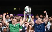 23 July 2023; Barry Murphy, left, and Richie English of Limerick lift the Liam MacCarthy Cup after the GAA Hurling All-Ireland Senior Championship final match between Kilkenny and Limerick at Croke Park in Dublin. Photo by Ramsey Cardy/Sportsfile