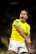 29 July 2023; Debinha Miri of Brazil celebrates after scoring her side's first goal during the FIFA Women's World Cup 2023 qualifying Group F match between France and Brazil at Brisbane Stadium in Brisbane, Australia. Photo by Mick O'Shea/Sportsfile