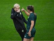 29 July 2023; Manager Vera Pauw and Katie McCabe during a Republic of Ireland training session at Meakin Park in Brisbane, Australia, ahead of their final Group B match of the FIFA Women's World Cup 2023, against Nigeria. Photo by Stephen McCarthy/Sportsfile