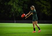 29 July 2023; Jamie Finn punches an australian rules football during a Republic of Ireland training session at Meakin Park in Brisbane, Australia, ahead of their final Group B match of the FIFA Women's World Cup 2023, against Nigeria. Photo by Stephen McCarthy/Sportsfile