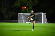 29 July 2023; Harriet Scott kicks an australian rules football during a Republic of Ireland training session at Meakin Park in Brisbane, Australia, ahead of their final Group B match of the FIFA Women's World Cup 2023, against Nigeria. Photo by Stephen McCarthy/Sportsfile